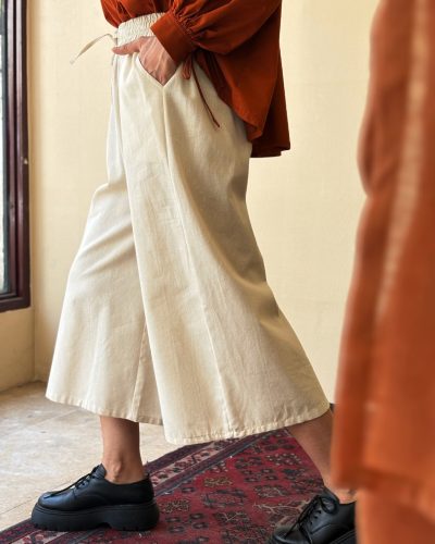 شلوار دامنی رنگ کرم نچرال